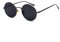 Inlefen Runde Metallrahmen Gläser Vintage Kreis Sonnenbrille für Männer und Frauen,Schwarzgrau,57