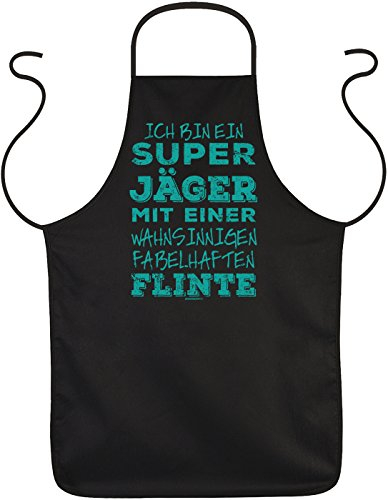 Tini - Shirts Jäger Sprüche-Schürze - Jagdsport Motiv Kochschürze : .. super Jäger ... fabelhaften Flinte - Bekleidung Jäger Grillschürze
