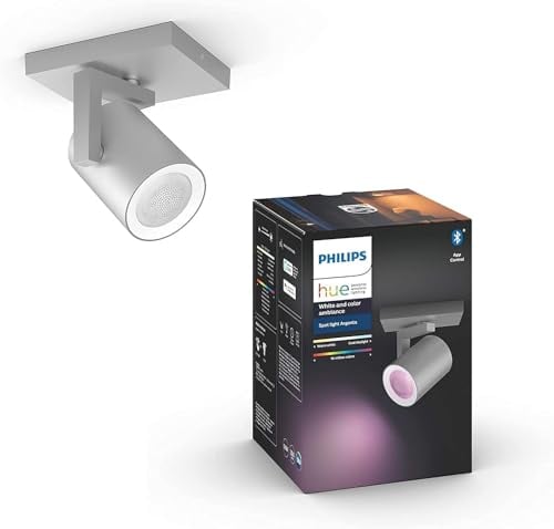 Philips Hue White & Col. Amb. LED 1-er Spot Argenta, aluminium, dimmbar, 16 Mio. Farben, steuerbar via App, kompatibel mit Amazon Alexa (Echo, Echo Dot)