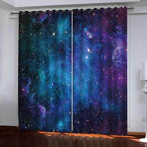 PERFECTPOT Vorhang Blickdicht mit Ösen Galaxy Gardinen Verdunkelungsvorhänge Wärmeschutz Geräuschreduzierung für Wohnzimmer Schlafzimmer Küche Dekoration 140cmx250cmx2pcs