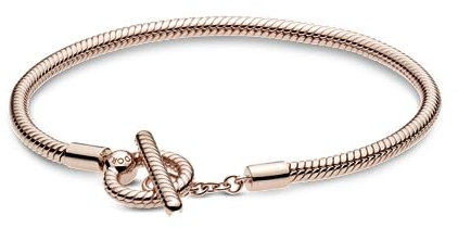 Pandora Icons Snake chain 14k rose gold-plated T-bar bracelet, 18
