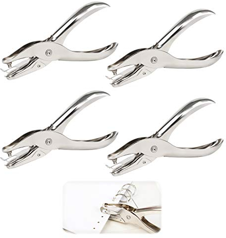 Einzelloch Locher 3MM Punch Locher 4 Stücke Metall Lochzange Papier Locher Zange Ein-Loch Lochzange für Papier Karten Plastikfolie Dünner Leder Foto Prüfplaketten DIY Handwerk Stanzt Papier