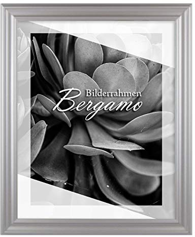 BIRAPA Bergamo Bilderrahmen Mattsilber- Optik - Bilder Rahmen 70x100cm - Fotorahmen Glas antireflex Plexiglasscheibe - Wanddeko Fotowand Fotogeschenke