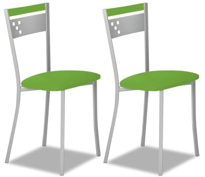 ASTIMESA Dos Sillas de Cocina Metálica Respaldo y Asiento Verde