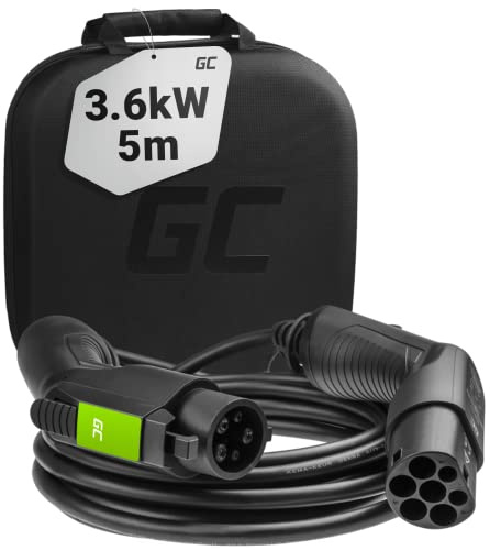 Green Cell Type 1 Câble de Charge EV Voiture Électrique PHEV 3.6KW 16A 5M Type 1 de Type 2 Monophasé Compatible avec C-Zero, Partner Electric, ION, Focus Electric, Soul EV, Prius, Leaf