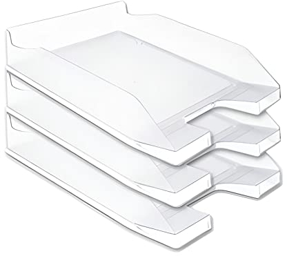 3 Bandejas Oficina apilable Transparente - Bandejas Transparentes Oficina - Bandeja de correspondencia - portadocumentos Transparente