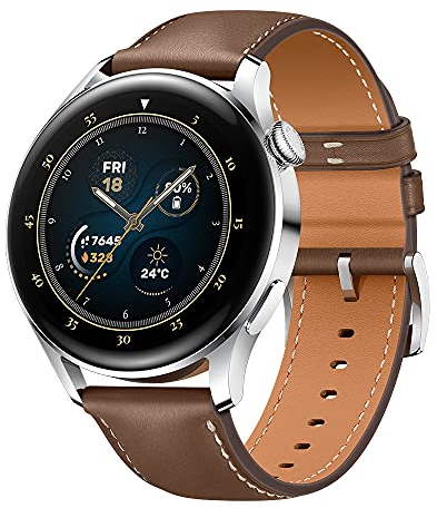 Huawei Watch 3 Pro Klassisches braunes Lederarmband, Fitness Tracker