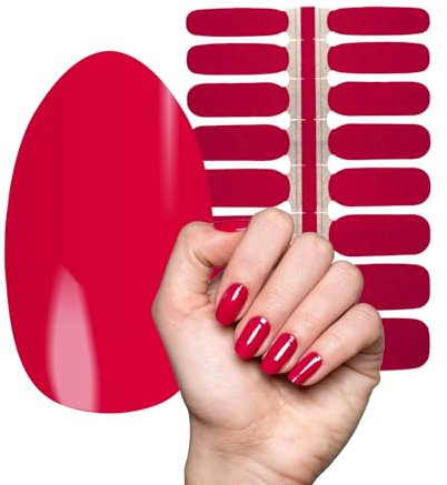 MY NAILS Nagelfolien Rosarot I 16 ultra-dünne Nagellack-Streifen Einfarbig/Rosa/Rot I Selbstklebende Premium Nail Art Wraps I Hält auf Natur- sowie lackierten, Acryl-, Gel- & Shellac-Nägeln