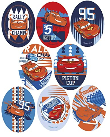 8 Screen-Printed Children's Patches for Ironing onto Clothes. Heat-Adhesive Applications for Repairing and Decorating Trousers, Jackets, Jumpers, Backpacks, etc. (Lightning McQueen)