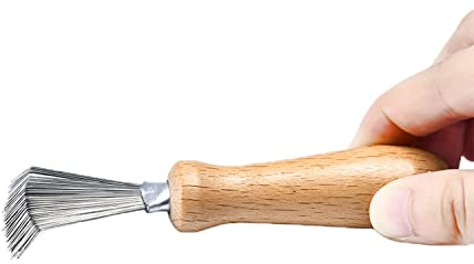 Hair Brush Cleaner Tool for Hair Dirt and Hair Removal,Comb Cleaning Brush,Comb Cleaner,with Metal Wire Rake Wooden Handle for Home and Salon Use