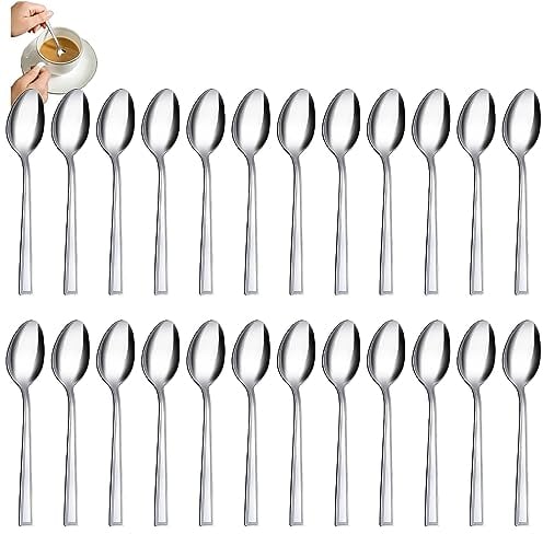 Hunnycook Cuillères à dessert 24 pièces, Set de cuillères en acier inoxydable, Set de cuillères à café/espresso/à thé pour la maison, les restaurants, lavable au lave-vaisselle