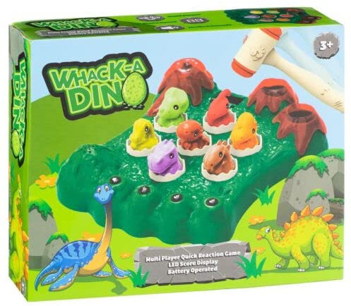 Whack-a-Dino Electronic Arcade Game With LED Score Display and 2 Hammers - Interactive Educational Developmental Toy for Toddlers, Kids, Girls and Boys Age 3-6 Years Old