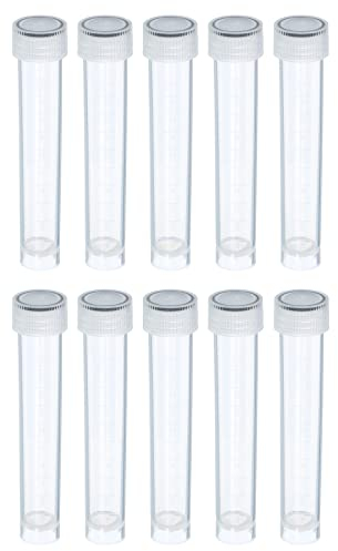 PATIKIL 10mL Plastik Teströhren 10Pack Kunststoff Reagenzgläser mit Schraubverschluss Probenröhrchen Kryoröhrchen Plastikröhrchen Klar