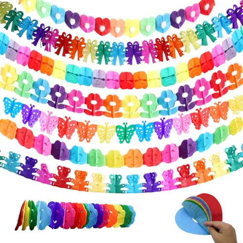 7 Pezzi Ghirlanda di Carta Colorato 3 Metri - Decorazioni Carnevale Multicolore Quadrifoglio per Compleanni, Natale, Laurea, Matrimoni, Feste