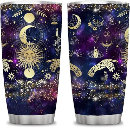 Goth Moon Tumbler,Halloween Witch Travel Mugs, Gothic Moon Phase Black Vacuum Insulated Stainless Steel 20 Oz Witchy Tumbler Cup,Halloween Spooky Gifts for Women Goth Mystery Coffee Tumblers,1 Pcs
