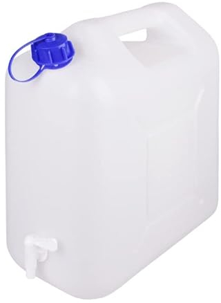 Jerrycanshop - Tanica in plastica da 15 l, con rubinetto, per acqua e alimenti, tanica per acqua, 15 litri, plastica (HDPE), senza BPA, naturale