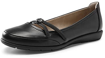 DREAM PAIRS Ladies Classic Ballerinas Damen Bequeme Flache Schuhe mit Kreuzriemenbesatz Aktualisierte Fassung SCHWARZ 40 (EUR) SDFA2361W-NEW-E