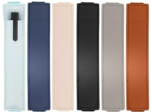 NQEUEPN 6pcs Elastic Band Pen Holders, Detachable Journal Pen Holder Leather Pen Case Single Pen Sleeve Single Pen Pouch for Journals, Notebooks, Notepads, Binders, Books
