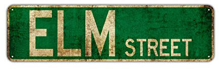 Vintage Elm St Street Schild Rustikales Aluminium Metall Blechschild 10,2 x 40,6 cm Home Poster Bar Pub Dekor