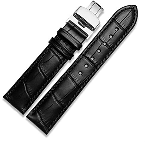 BRART Armband aus echtem Leder mit Butterfly-Verschluss, Kroko-Armband für Herren, 12, 13, 14, 15, 16, 17, 18, 19, 20, 21, 22, 23, 24 mm, 21 mm, Achat