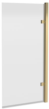 Balterley 830 x 1520mm Bath Shower Screen, Rectangular Shower Screens for Baths, 8mm Toughened Safety Bath Door Screen, Hinged Reversible Door Screens for Baths (Brushed Brass)