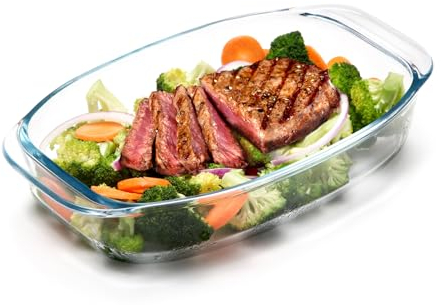 NUTRIUPS 0.85L Small Oven Dish, 26x15x5cm Glass Baking Dish, Individual Lasagne Dish, Oblong Oven Proof Dishes