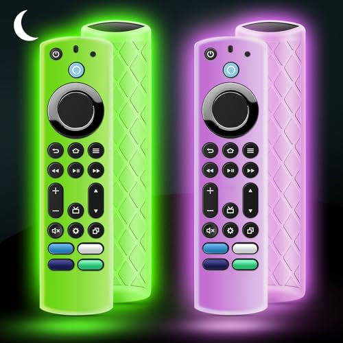 OneBom Silikon-Schutzhülle für Fernbedienung, leuchtet im Dunkeln, für 15,7 cm (6,2 Zoll) Firetv 4K Max (2. Generation)/Insignia/Pioneer/Omni (QLED) Serie mit Umhängeband, leicht, rutschfest,