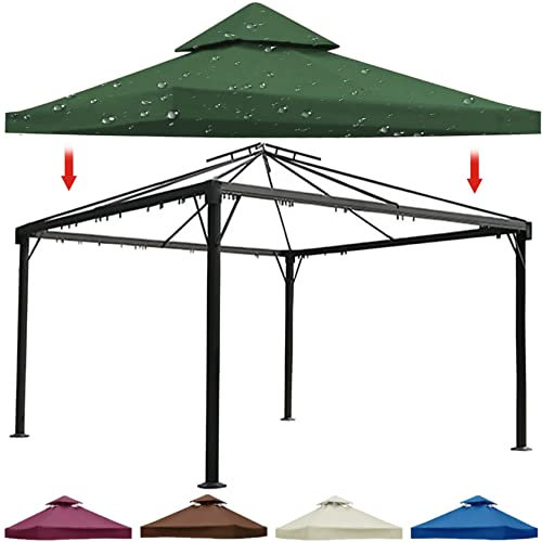 2 Tier Oxford Cloth Waterproof Gazebo Canopy Replacement Covers - 3m X 3m Size with Air Vented Top for Outdoor Pergola Patio