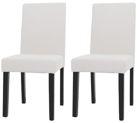 Mendler 2er-Set Esszimmerstuhl Littau - Creme, dunkle Beine