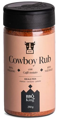BBQ KING - Cow Boy Rub Confezione da 250 Gr, Dry Rub Bbq per Bistecche Ideale per Barbecue e Grill, Set Spezie Cucina 100% Made in Italy, Miscela di Spezie per Bistecche, Hamburger o Arrosti