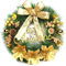 AYOROF Weihnachtskränze für Haustür, 40 cm Weihnachtstürkranz Winter Künstliche Weihnachtsgirlande Dekoration mit Bogen Blumen Ball für Innen-Weihnachtsdekoration im Freien (Gold)
