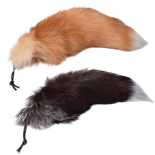 Nocyclonic 2 Pieces FuchsschwanzFuchsschwanz Anhänger etwa 40cm,fox tail,Fell Schwanz Keychain fox tail keychain Auto Schlüsselketten Anhänger Weich Flaumig Dicht Dekoration (22)