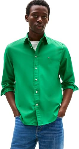 Tommy Hilfiger Men's Flex Poplin Solid Rf Shirt Mw0mw37550 L/S Shirt (Pack of 1)