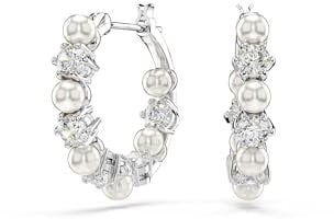 Swarovski Matrix Drop-Ohrhänger, Kristallperle, Rundschliff, Weiß, Rhodiniert