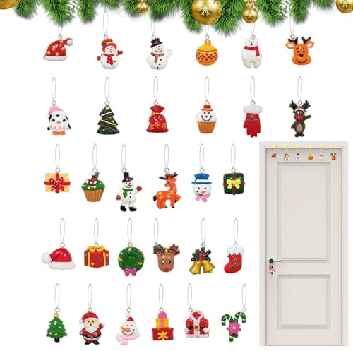 Samuliy Weihnachtsschmuck-Set, 2D-Acryl-Feiertagsdekor, Weihnachtsschmuck, Weihnachtsmann, Schneemann, Baum-Anhänger für Baumkamin