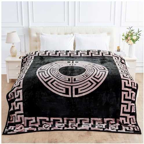 Luxury Heavy Blanket 7Kg - Sherpa Fleece Reversible Bed Throw Blanket Greek 2 Ply - Deep Sleeping - Anxiety Relief - Polyester Weighted Blanket For Adult (200 x 240 Cm)