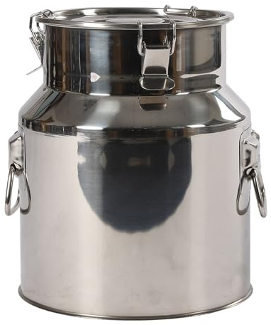RjcdOPL Récipient Hermétique des Aliments en Acier Inoxydable 201 avec Couvercle et Louche, Bidon Multifonctionnel avec Joint en Silicone, Pour le Stockage de Lait, Vin, Fromage et Farine (14L)