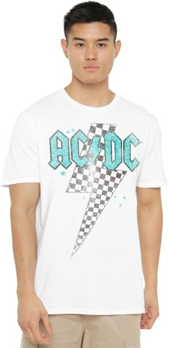 ACDC Skewed Checkerboard Bolt Unisex T Shirt, White, XX-Large