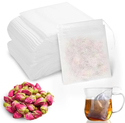 400 Stück Teefilterbeutel 8x10 cm mit Kordelzug – Wiederverwendbare Tee- & Gewürzsäckchen zum Selbstbefüllen für Losen Tee,Kaffee, Kräuter, Vanille, Lavendel, gewürzsieb zum mitkochen
