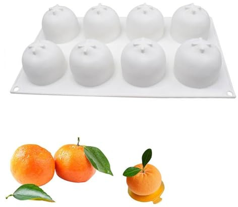 6 Mesh Creative Fruit Silikonform, Obst Silikonform, Antihaft-Backformen in Zitronenform für Brownies, Kuchen, Mousse, Eiswürfel, Schokolade, Kunsthandwerk aus Harz und DIY-Desserts (Orange)