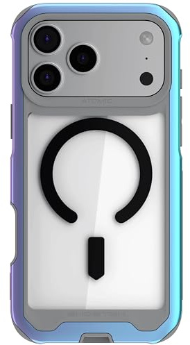 Ghostek Atomic Slim iPhone 17 Pro Max Case - Aluminum Bumper Cover with Clear Back - Shockproof iPhone Case - Compatible with Apple MagSafe Accessories iPhone 17 Pro Max Case MagSafe (6.9)(Prismatic)