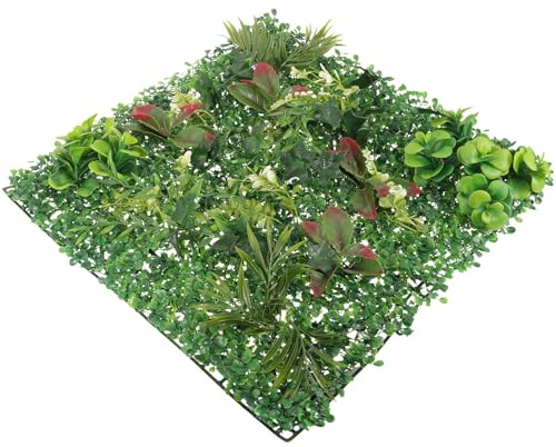 SHINEOFI Panneau Mural de Fausse Plante 50x50 Cm en Polyéthylène Basse Densité Résistant aux UV Décoration Végétale Murale Extérieure pour Balcon Jardin Fêtes
