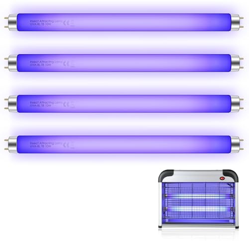 Enhon 4 Pack T8 F10W Bombillas de Repuesto para Asesino de Moscas 13in Bombilla UV para 20W Asesino Eléctrico de Moscas/Insectos/Repelente de Mosquitos, Tubo de Lámpara UV Interior T8