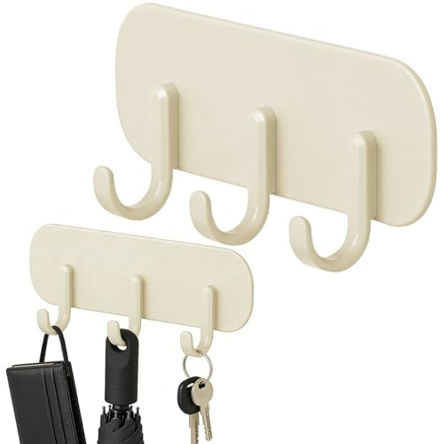 ZXBBTZ 2 Stück Magnetischer Schlüsselhalter mit 3 Haken Magnet Schlüsselhalter Wand ohne Bohren Schlüsselbrett Magnetisch Schlüsselaufhänger Schlüsselbrett Klein Schlüssel Halter für Kühlschrank Flur
