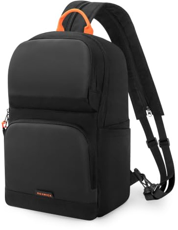 Rexmica Tragbarer Rucksack mit Röhrenfach für 6 Spielmatten (B 35,6XL 61cm) | Organizer-Tasche für Spielmatten-Röhren mit Schultergurt und 2 Fronttaschen für Karten oder Würfel, Schwarz (Nur Tasche)