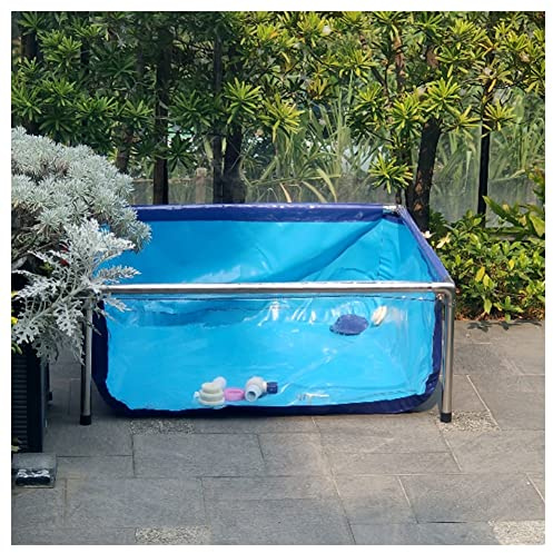 Piscine hors sol, Bassin à poissons hors sol avec revêtement en PVC et cadre acier bleu-transparent(50x40x30cm)