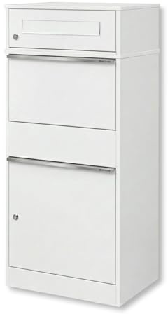 Metzler Paketbox mit 1 Briefkasten – XXL Einzel-Briefkasten mit Paketfach, rostfrei und wetterfest – großer Outdoor Paketbriefkasten für Pakete bis Größe M – Weiß – Modell Bispo