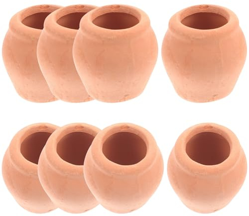 DOITOOL 8 Mini Macetas de Cerámica Terracota para Suculentas y Mini Plantas, Diseño Redondo Estilo Cartoon, Ideales para Balcón y Decoración