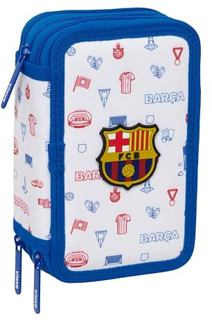 FC Barcelona, Schulmäppchen mit 37 Utensilien, Federmäppchen für Kinder, ideal für Kinder von 5 bis 14 Jahren, bequem und vielseitig, Qualität und Widerstandsfähigkeit, 12,5 x 5,5 x 19,5 cm