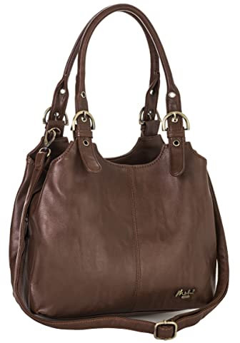 Mabel London Amelia Damen-Handtasche mit mehreren Fächern, mittlere Größe, mehrere Fächer mit langem Schultergurt Gr. One size, dunkelbraun